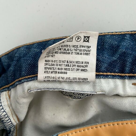 Acne Studios High Rise Jeans Frayed Hem Crop Blue Premium Denim Size 28 - Picture 8 of 9